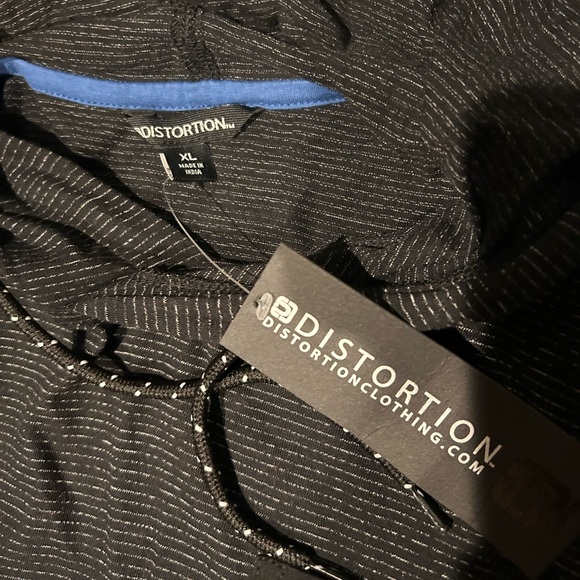 Men’s XL Dark Grey, White and Blue Striped Hoodie. - Picture 4 of 4